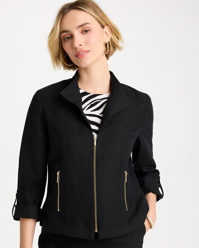 Linen Moto Jacket